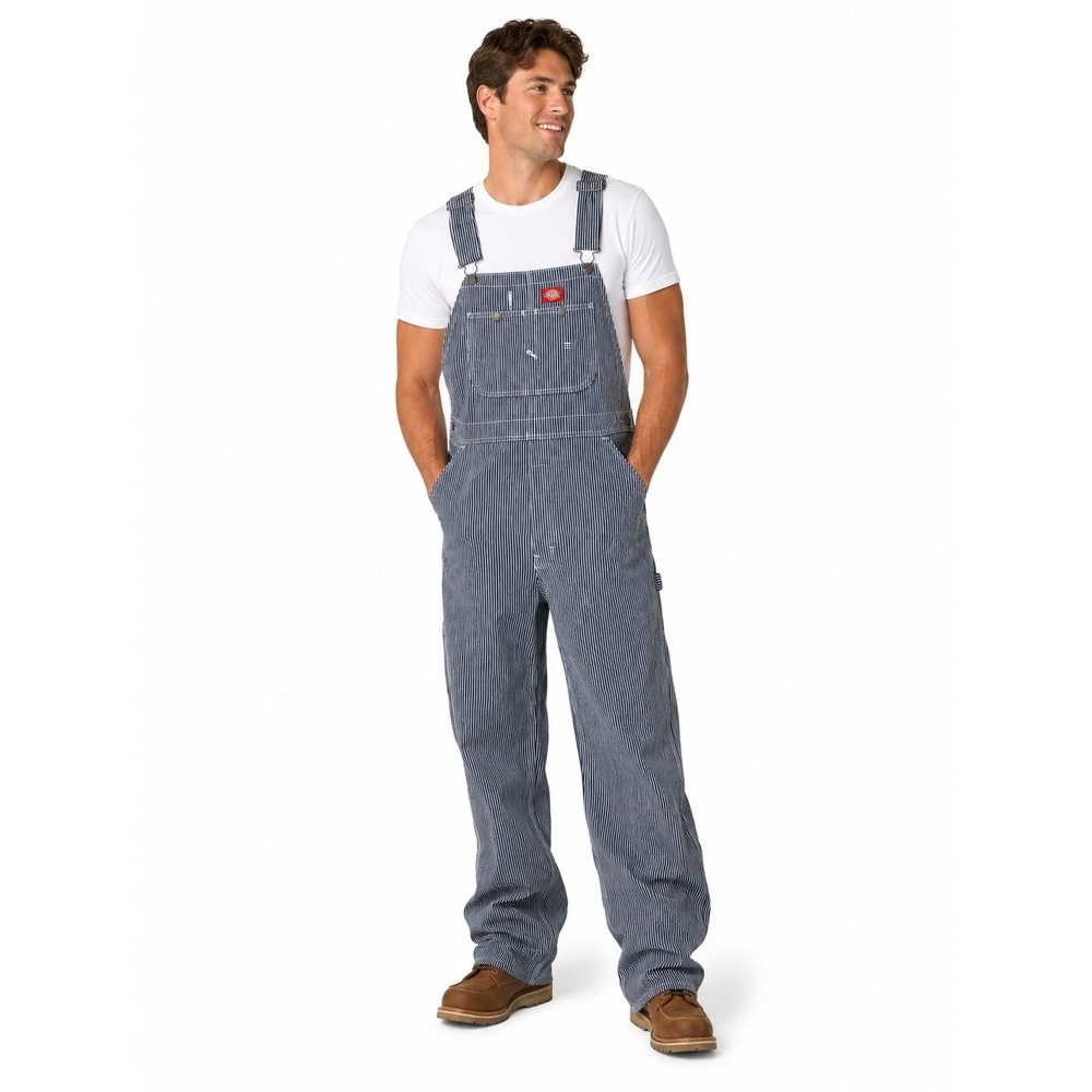 Dickies Overalls Men 30x32 Blue Hickory Stripe Bib Carpenter Workwear